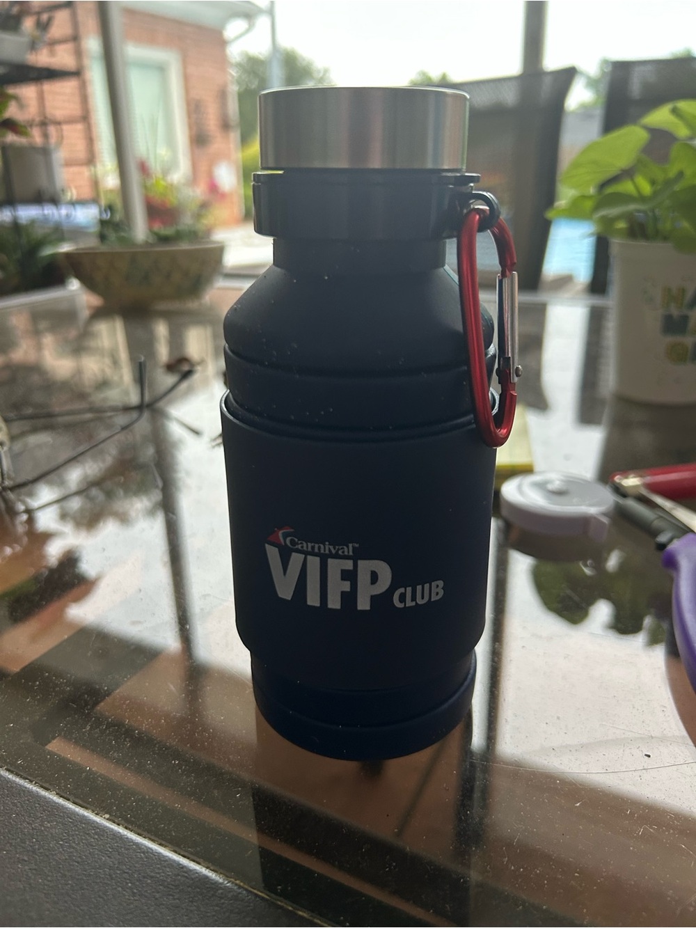 Carnival VIFP Club Black Insulated Bottle with Carabiner
